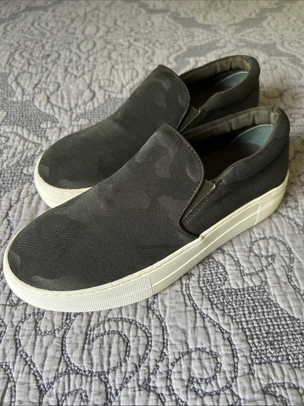 Steve Madden Women's Slip-On Canvas Loafers in Charcoal/Green Camo